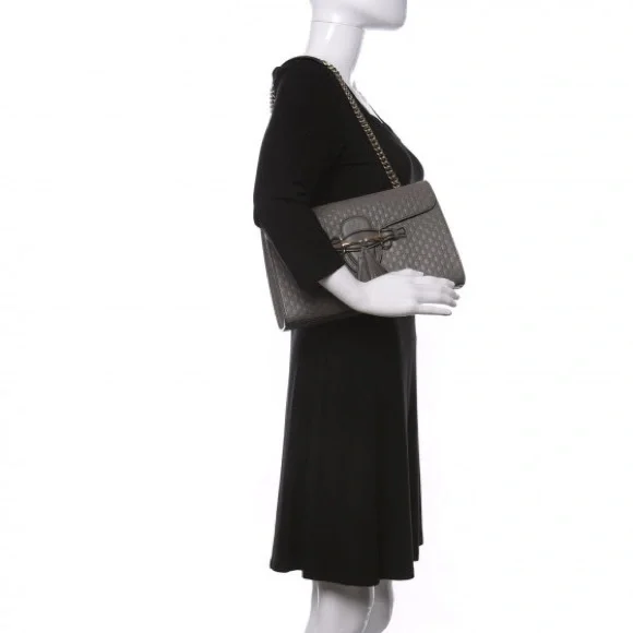 GUCCI 449635 Microguccissima Medium Emily Chain Shoulder Bag Grey - Picture 5 of 12